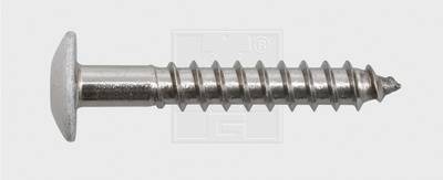 Metalen schroef met schroefdraad en platte kop op een grijze achtergrond, toont details van de schroefstructuur.