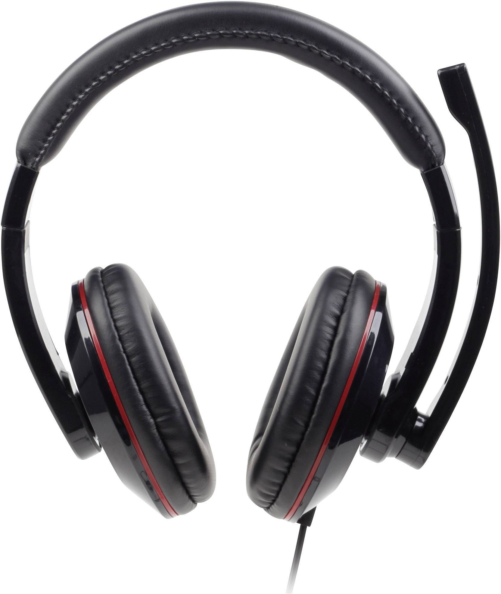Gembird MHS-001 Over Ear headset Computer Kabel Stereo Zwart Volumeregeling, Microfoon uitschakelbaar (mute)-1