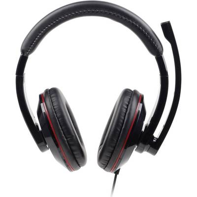 Gembird MHS-001 Over Ear headset Computer Kabel Stereo Zwart Volumeregeling, Microfoon uitschakelbaar (mute)-1