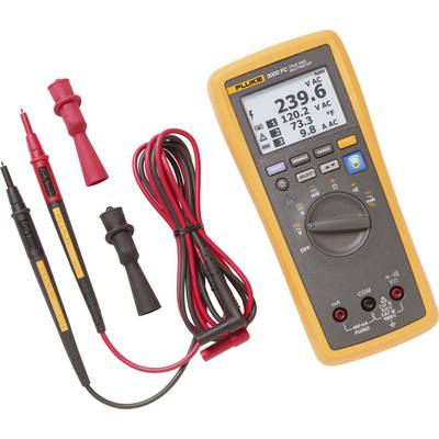 Digitale multimeter met LCD-display toont 239,9 V. Bevat rode en zwarte meetleidingen evenals krokodillenklemmen.