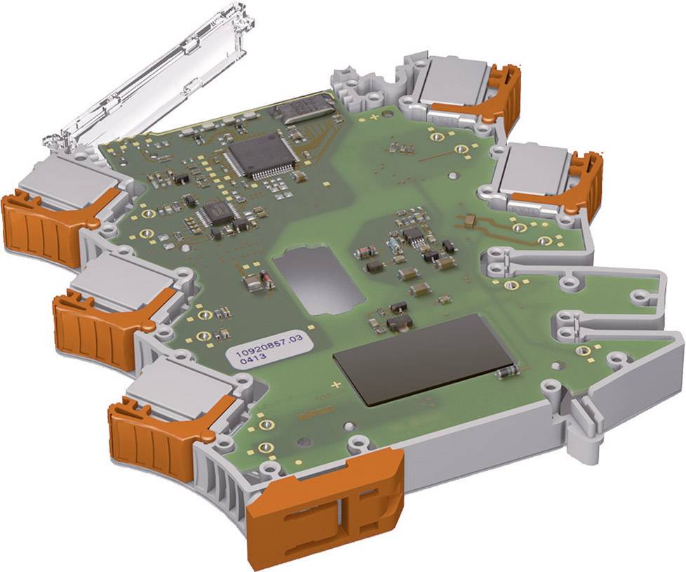 Een elektronische printplaat met meerdere aansluitingen en componenten, die mogelijk wordt gebruikt voor industriële toepassingen.