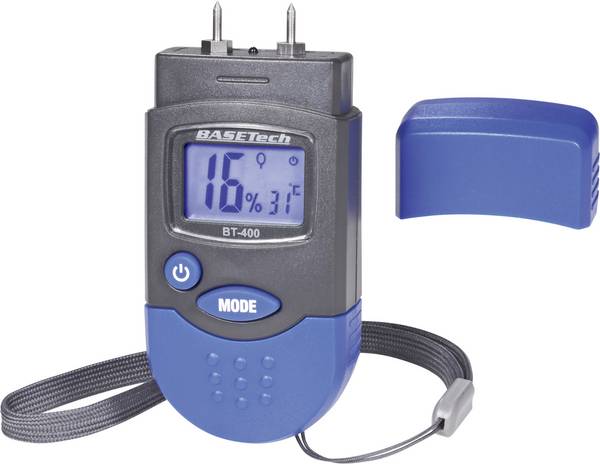 Basetech BT-400 Materiaalvochtmeter Meetbereik bouwvochtigheid 0.2 tot 2.0 %Vol. Meetbereik houtvochtigheid (bereik) 6 tot 44 %Vol. Temperatuurmeting