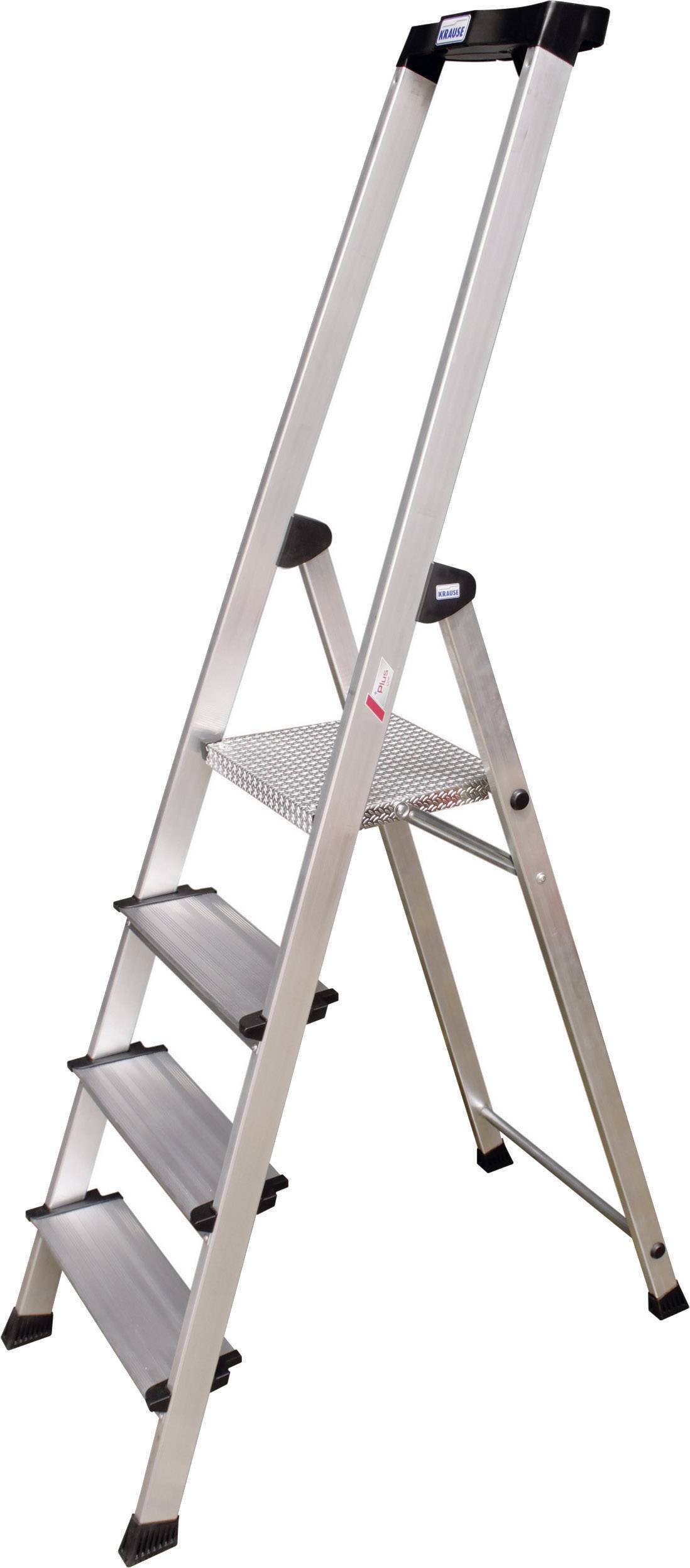 'Aluminium ladder met vier treden, stevig, geschikt voor binnen- en buitengebruik.'
