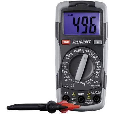 Digitale multimeter toont '4,96' op het display. De draaiknop staat ingesteld op weerstandsmeting. Twee meetleidingen zijn aangesloten.