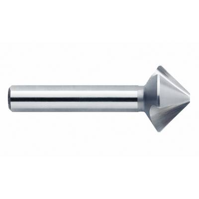 Een zilveren metalen verzinkboor met een conische kop en rechte schacht, bestemd voor het maken van verzinkingen in werkstukken.