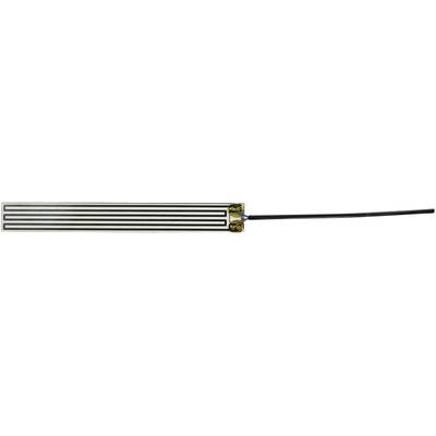 Metalen cilindrische sensor met een zwart kabel die uit de behuizing steekt. Geschikt voor industriële toepassingen.