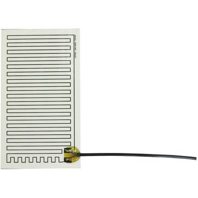 Een rechthoekige sensor met zwarte sensorlijnen en een uitstekende kabel, gebruikt voor het detecteren van aanraking of druk.