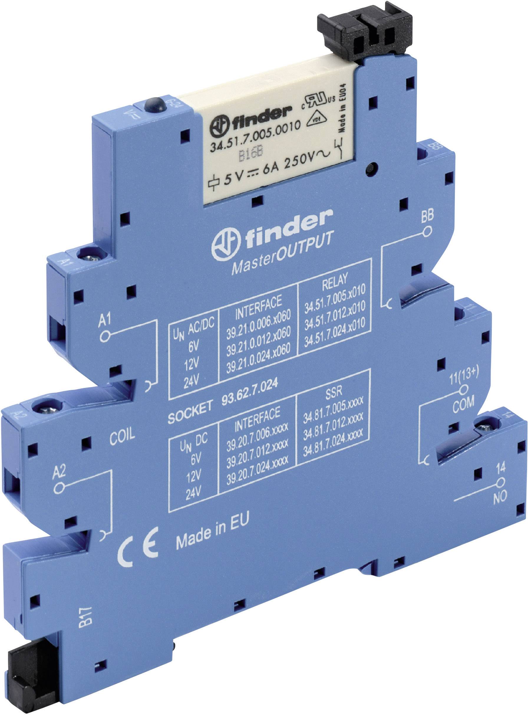 Finder 39.21.0.012.0060 Koppelrelais 12 V/DC, 12 V/AC 6 A 1x NO 1 stuk(s)