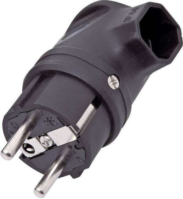 interBär 9004-004.01 Haakse stekker met randaarde Rubber 230 V Zwart IP44