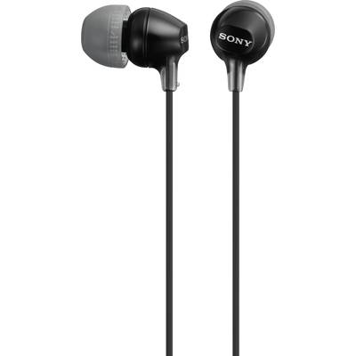 Sony MDR-EX15LP In Ear oordopjes Kabel   Zwart  