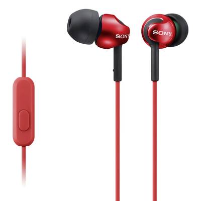 Sony MDR-EX110AP In Ear oordopjes   Kabel  Rood  Headset