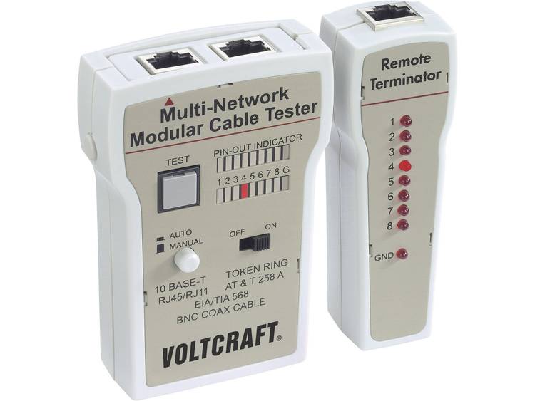VOLTCRAFT CT-2 Kabeltestapparaat, kabeltester voor BNC, RJ-11 en RJ-45