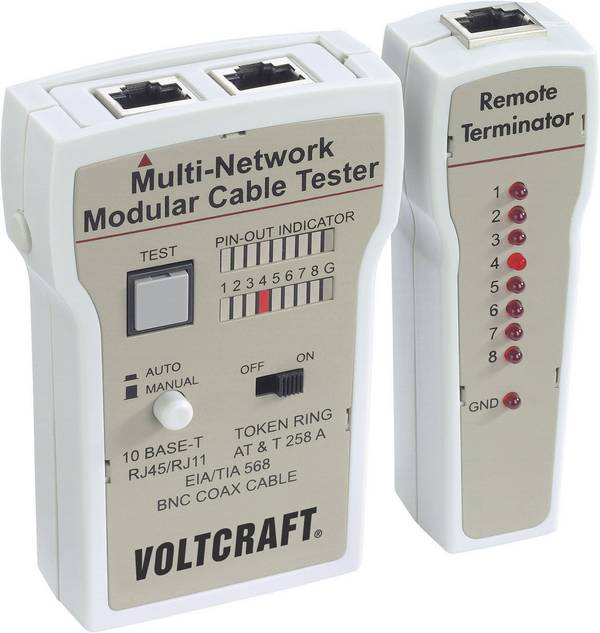 VOLTCRAFT CT-2 CT-2 Kabeltester   Geschikt voor: RJ-45, BNC, RJ-11