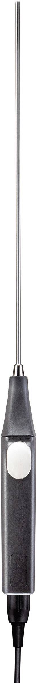 Een grijs digitaal thermometer met een lange meetvoeler, geschikt voor nauwkeurige temperatuurmetingen in vloeistoffen of voedingsmiddelen.