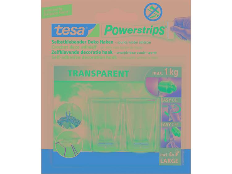 tesa Powerstrips haken transparant Transparant 58813-0-0 TESA