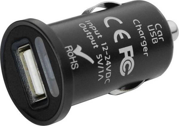 Eufab Mini USB Ladeadapter 12+24V Mini-USB-laadadapter Stroombelasting (max.): 1 A Geschikt voor Universeel  12 V naar 5 V, 24 V naar 5 V