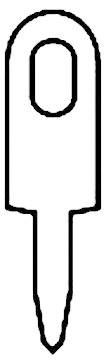 Diagram van een druppelanalysemeter met een ovaal venster bovenaan en een scherpe rand onderaan.
