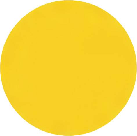 Een grote, effen gele cirkel op een witte achtergrond.