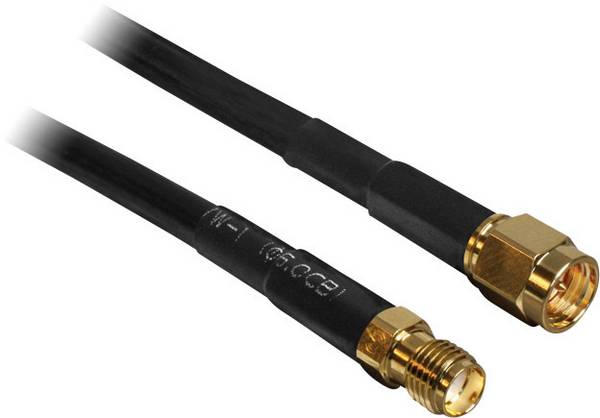 Delock WiFi-antenne Verlengkabel [1x SMA-stekker - 1x SMA-bus] 2.00 m Zwart Vergulde steekcontacten
