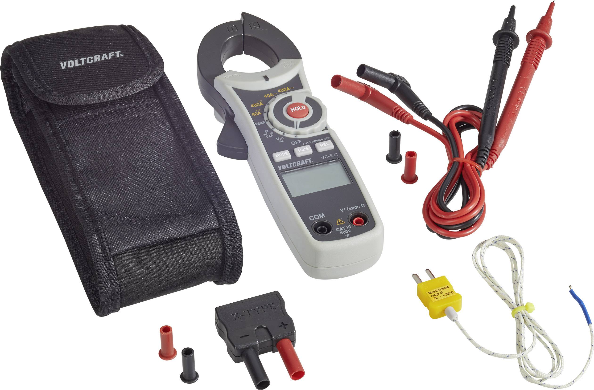 VOLTCRAFT VC-521 Stroomtang Digitaal CAT III 600 V Weergave (counts): 4000-4