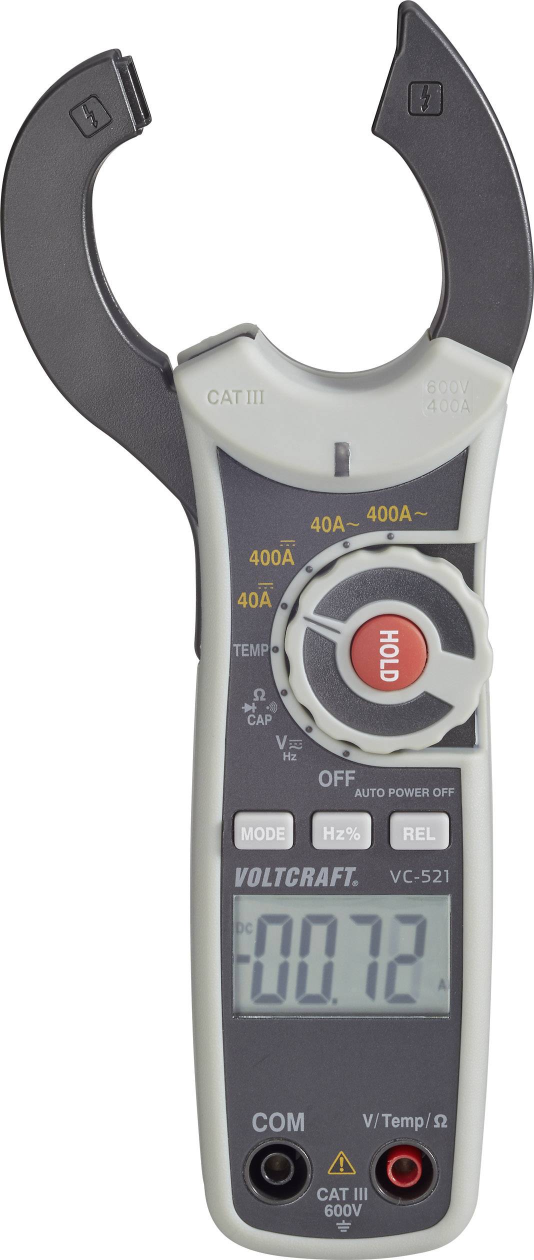 VOLTCRAFT VC-521 Stroomtang Digitaal CAT III 600 V Weergave (counts): 4000-5