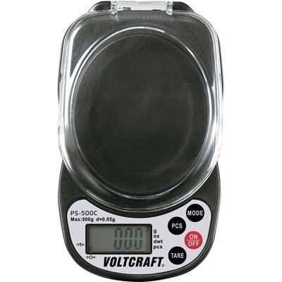 VOLTCRAFT  Precisie weegschaal  Weegbereik (max.) 500 g Resolutie 0.05 g werkt op batterijen Zwart