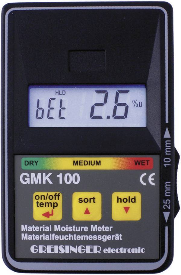 Greisinger GMK 100 Materiaalvochtmeter Meetbereik bouwvochtigheid 0 tot 8 %Vol. Meetbereik houtvochtigheid (bereik) 0 tot 100 %Vol.
