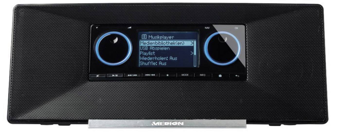 Medion Life® P85035 (MD 87090) Internetradio DAB+, VHF (FM) AUX, Internetradio, USB Geschikt voor DLNA Zwart-1