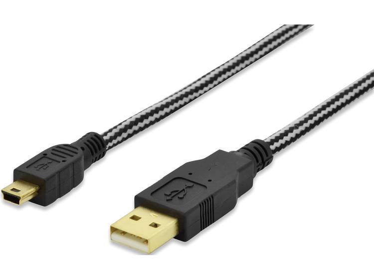 ednet USB 2.0 Aansluitkabel [1x USB 2.0 stekker A 1x USB 2.0 stekker mini-B] 1 m Zwart Vergulde stee