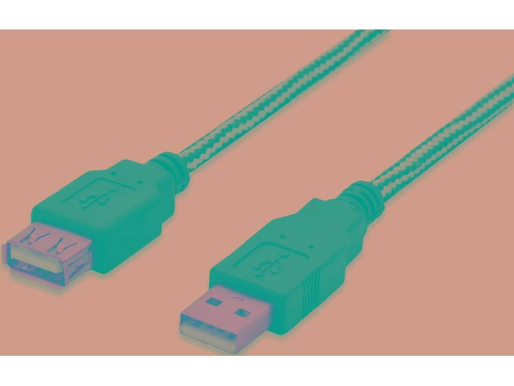 ednet USB 2.0 Verlengkabel [1x USB 2.0 stekker A 1x USB 2.0 bus A] 1.80 m Zwart Vergulde steekcontac