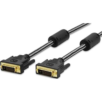 ednet 84520 DVI-kabel DVI Aansluitkabel DVI-D 24+1-polige stekker, DVI-D 24+1-polige stekker 2.00 m Zwart Schroefbaar, V