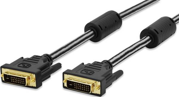 ednet DVI Aansluitkabel DVI-D 24+1-polige stekker, DVI-D 24+1-polige stekker 3.00 m Zwart 84521 Schroefbaar, Vergulde steekcontacten DVI-kabel