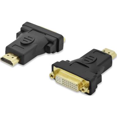 ednet 84491 DVI / HDMI Adapter [1x HDMI-stekker - 1x DVI-bus 24+5-polig] Zwart Vergulde steekcontacten, Schroefbaar 
