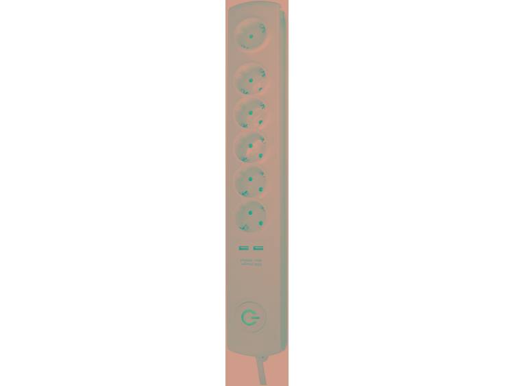 GAO Stekkerdoos met schakelaar 6-voudig 1.4 m Geaarde stekker Wit EMP306K-USB