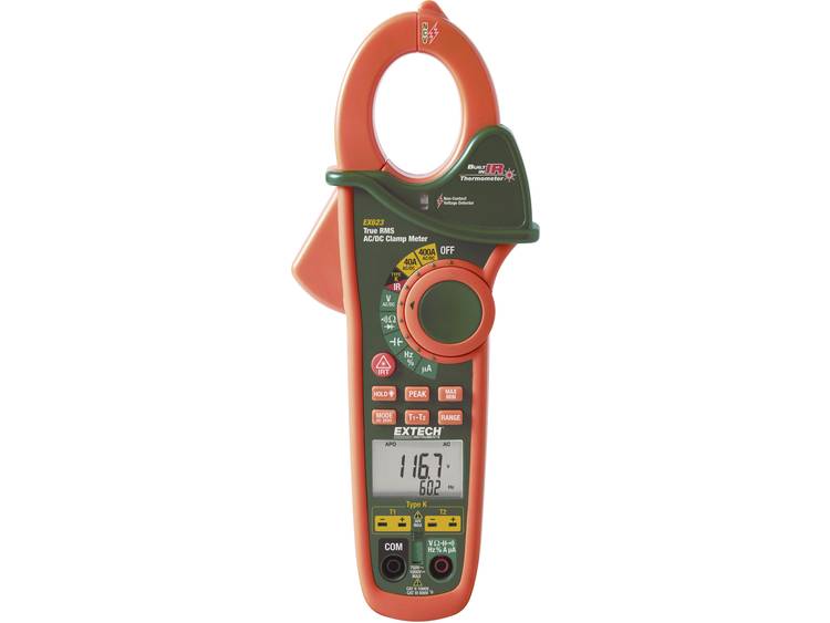Stroomtang, Handmultimeter Digitaal Extech EX623 IR-thermometer CAT III 600 V Weergave (counts): 400