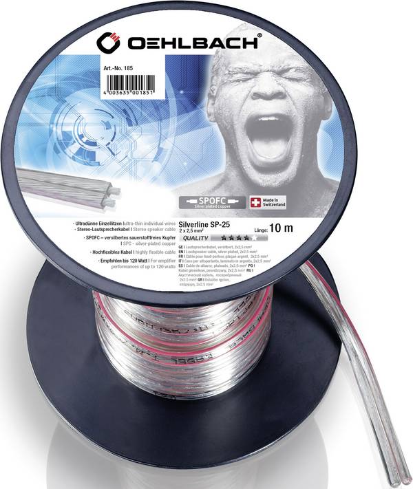 Oehlbach 185 Luidsprekerkabel 2 x 2.5 mm² Transparant 10 m