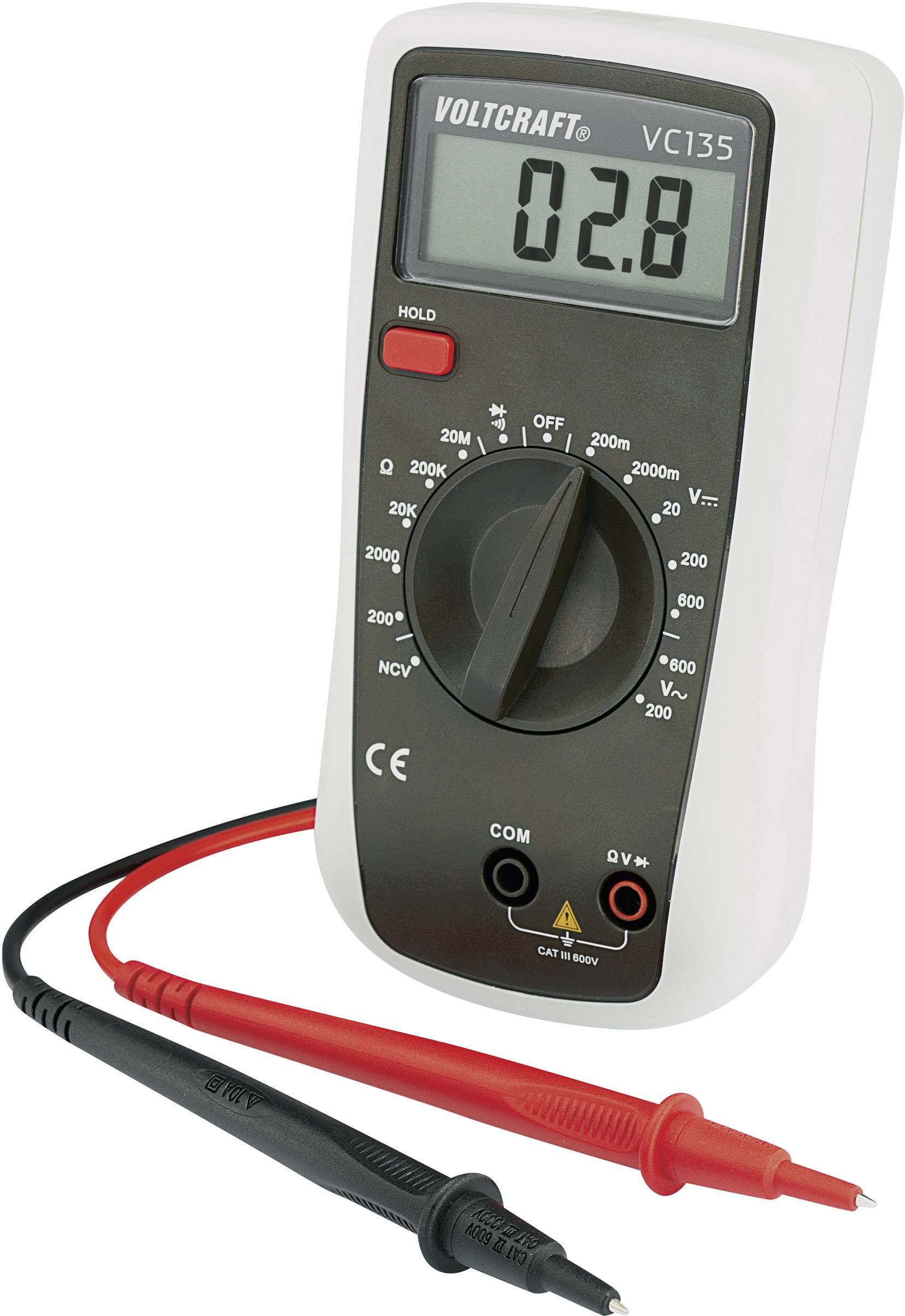 VOLTCRAFT VC135 Multimeter Digitaal CAT III 600 V Weergave (counts): 2000-1