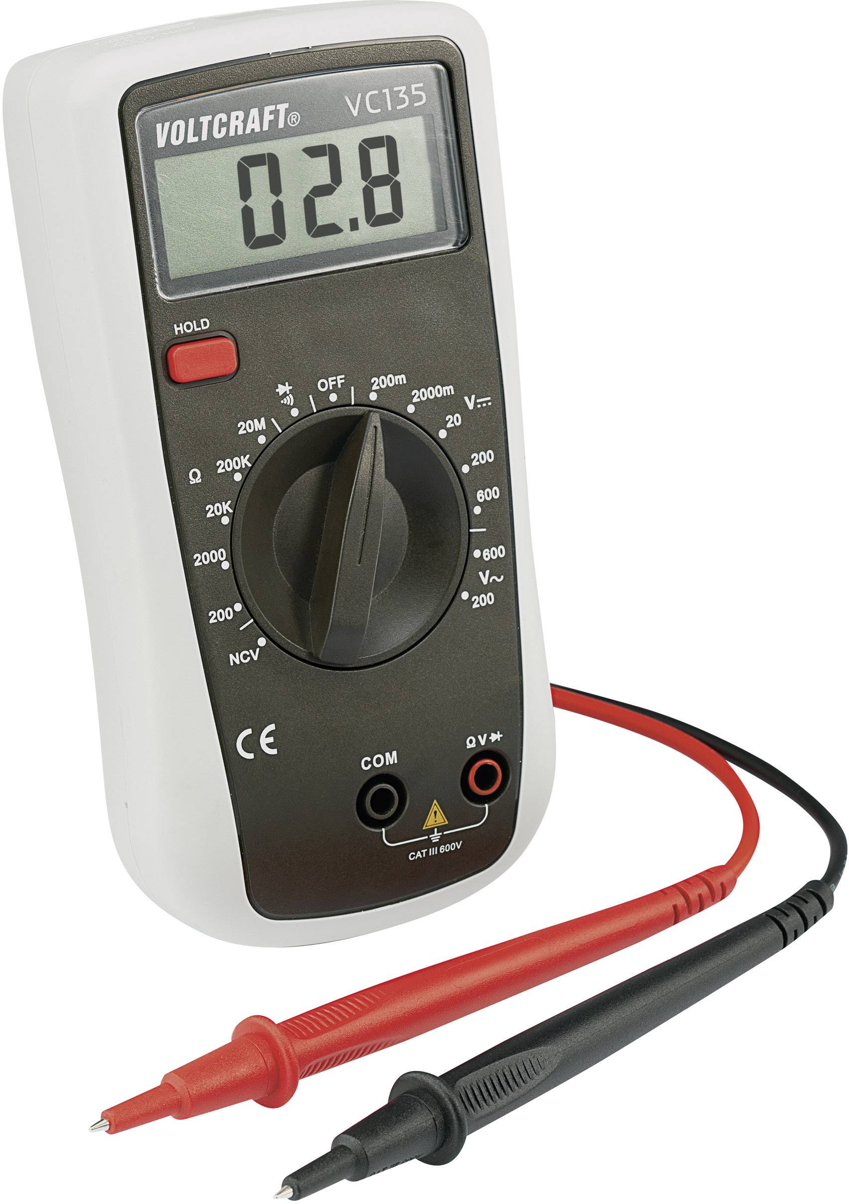 VOLTCRAFT VC135 Multimeter Digitaal CAT III 600 V Weergave (counts): 2000-2