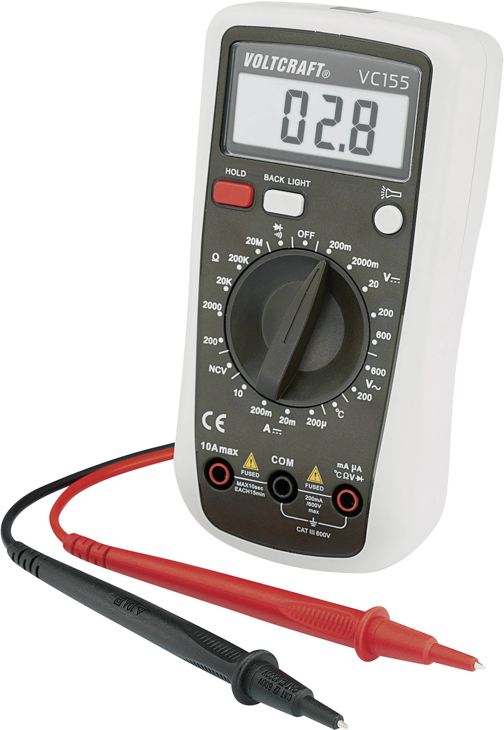 VOLTCRAFT VC155 Multimeter Digitaal CAT III 600 V Weergave (counts): 2000-7