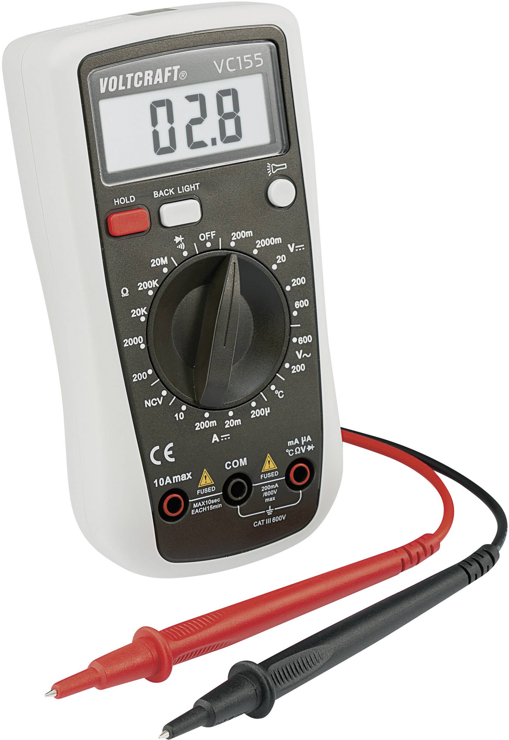 VOLTCRAFT VC155 Multimeter Digitaal CAT III 600 V Weergave (counts): 2000-8