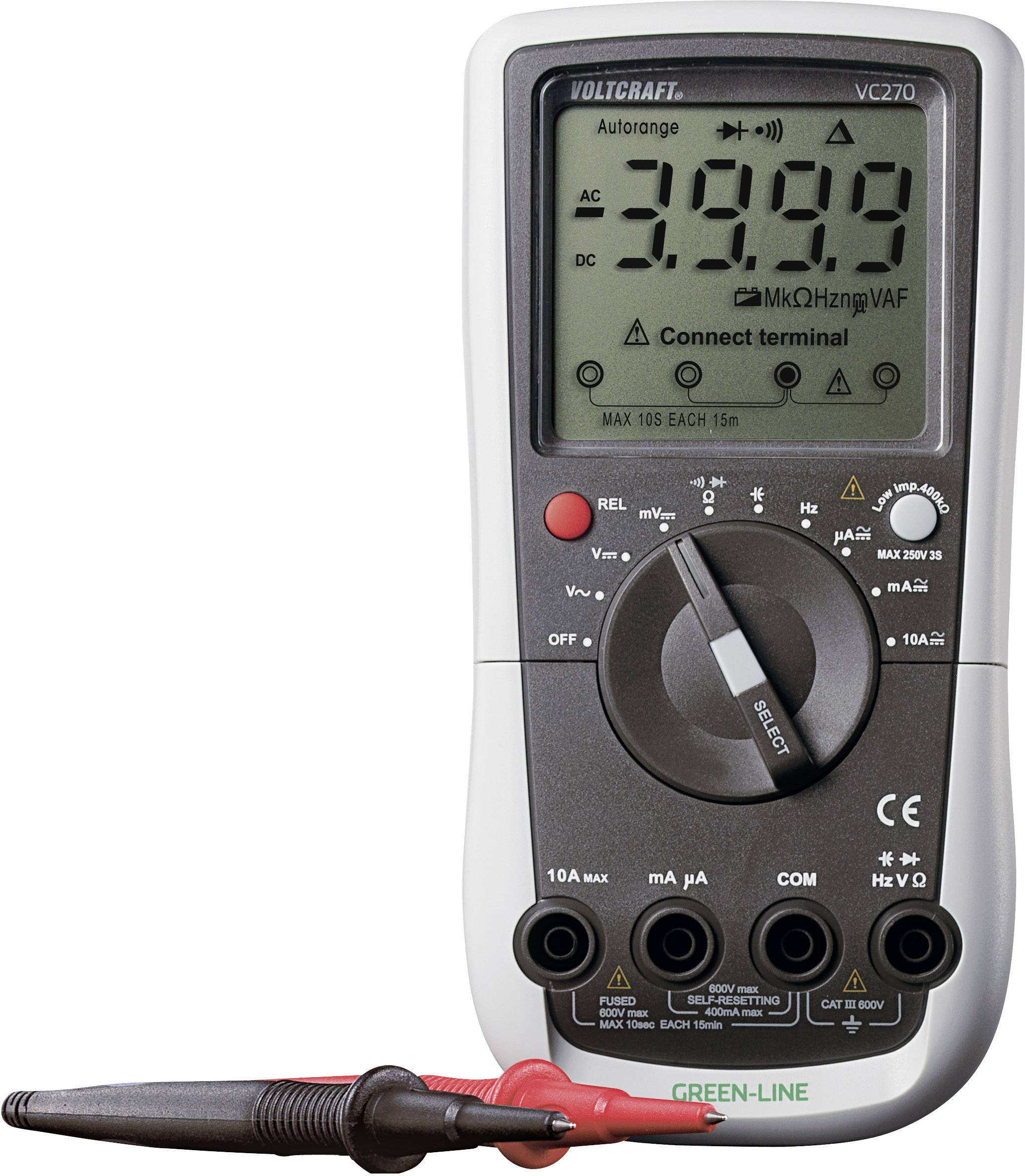 VOLTCRAFT VC270 Multimeter Digitaal CAT III 600 V Weergave (counts): 4000-1