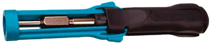 Een blauwe kabelschaar met zwarte handgreep, geschikt voor het strippen van elektrische kabels.