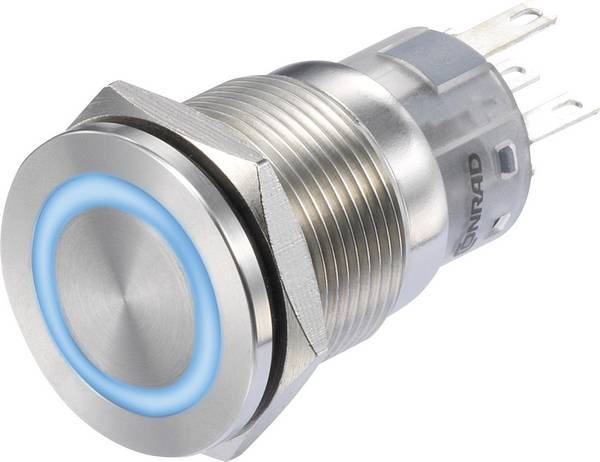 TRU COMPONENTS 1272972 LAS1-AGQS-11E/B/12V Druktoets 250 V/AC 3 A 1x uit/(aan) Moment Blauw IP65 1 stuk(s)