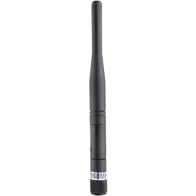 Zwarte staafantenne met frequentieaanduiding '868MHz' aan de onderkant. Geschikt voor draadloze communicatietoepassingen.