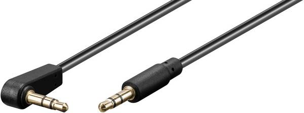 3,5mm Jack stereo audio slim kabel - haaks / zwart - 0,50 meter