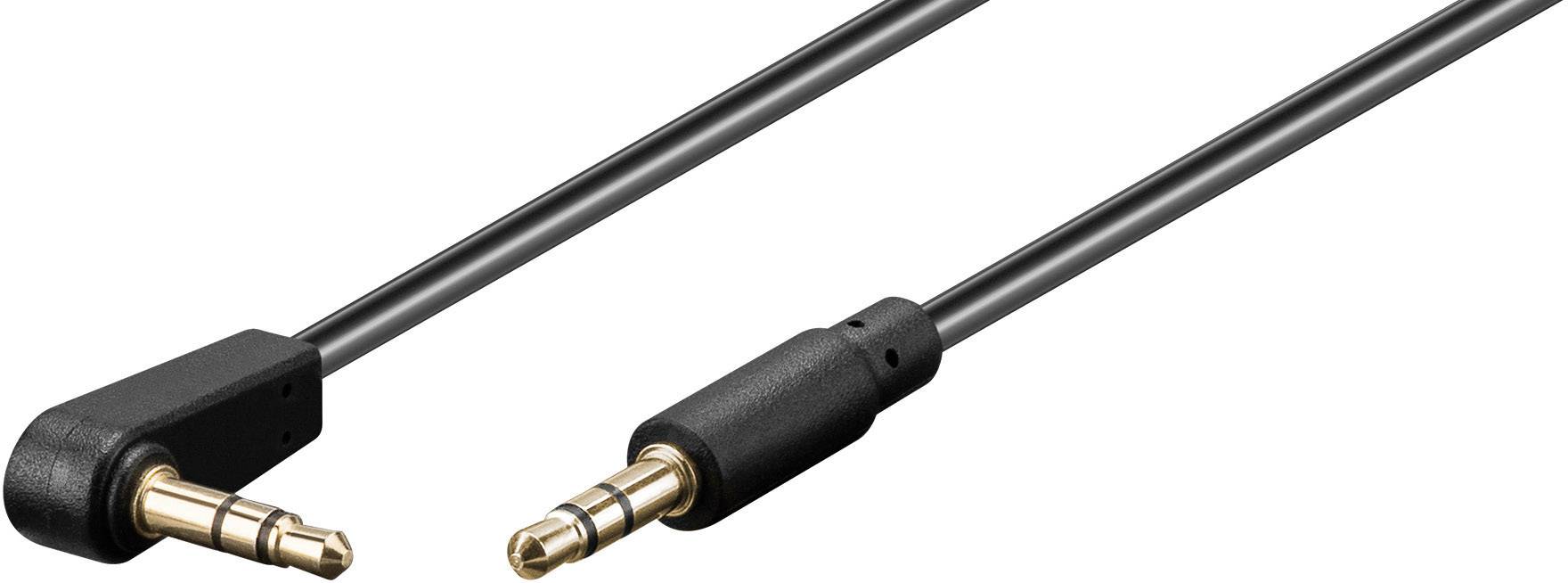 3,5mm Jack stereo audio slim kabel - haaks / zwart - 1 meter-0