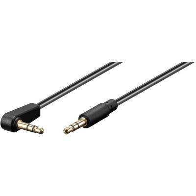 3,5mm Jack stereo audio slim kabel - haaks / zwart - 1 meter-0
