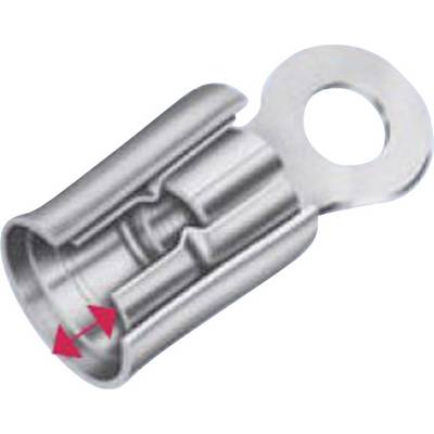Zilveren metalen oog met rode pijl die de beweging van een onderdeel aangeeft.