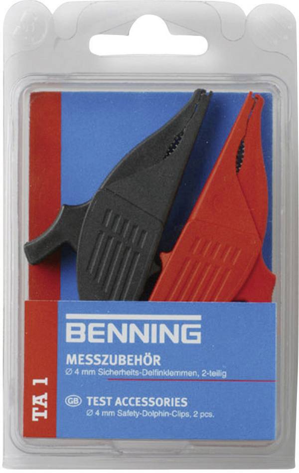 Benning TA 1 Veiligheids-krokodilklemmenset Steekaansluiting 4 mm CAT III 1000 V Rood, Zwart