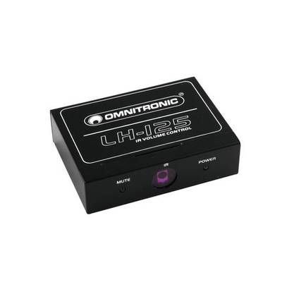 Een zwart Omnitronic LH-125 apparaat voor infrarood volumebediening met mute-, IR- en aan/uit-indicatoren.